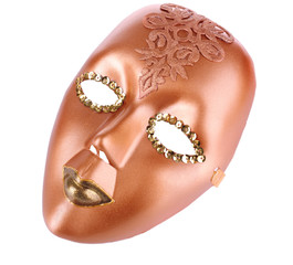 Mask on blue fabric background