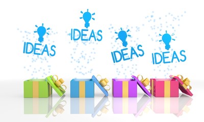 friendly present boxes with idea symbol