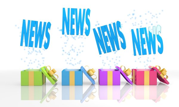 isolated present boxes with news icon