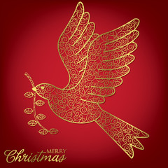 Elegant filigree Christmas card in vector format.