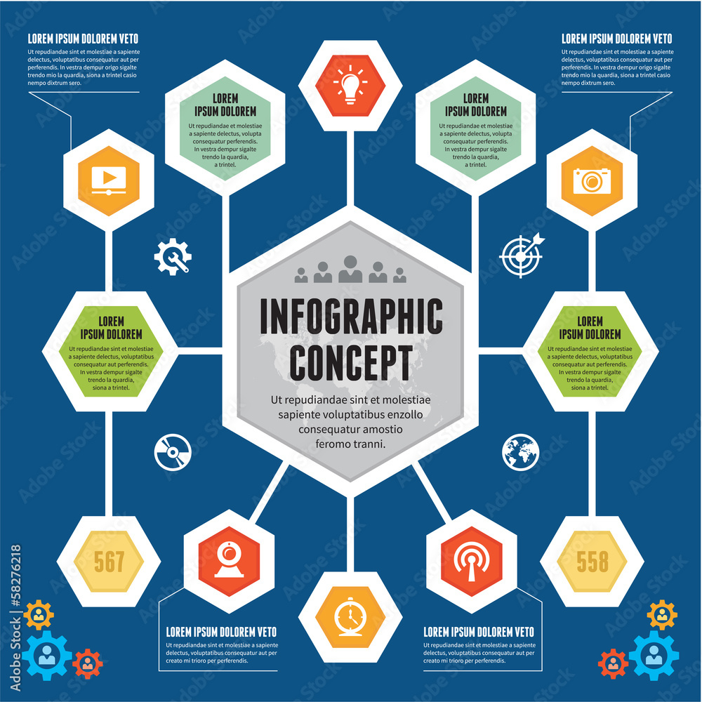 Poster infographic concept - vector scheme with icons