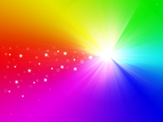 Christmas star on rainbow background