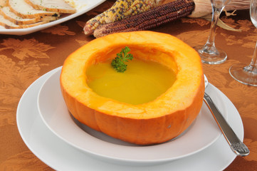Butternut squash soup and turkey