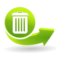 corbeille sur symbole vert