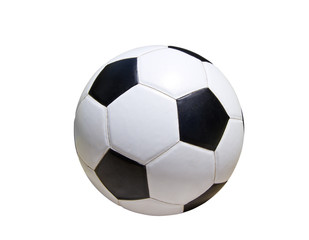 Naklejka premium Leather soccer ball isolated on white with clipping path