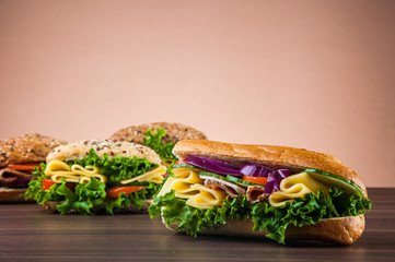 Tasty natural lunch with sandwich