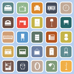 Bedroom flat icons on blue background