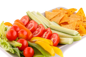 Nachos and vegetables
