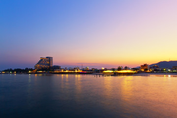 Fototapeta premium Hua Hin city in twilight, Thailand