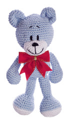 christmas teddy bear with red ribbon as a gift