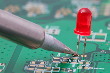 soldering the red LED
