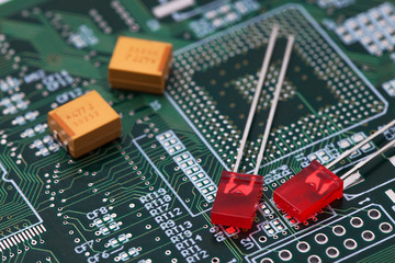 Red LED on green PCB