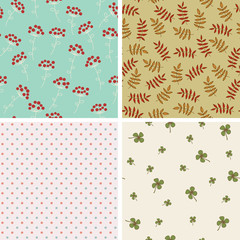 Four seamless wallpapers. Hand drawn patterns