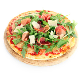 Pizza with rocket and prosciutto ham