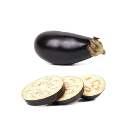 Slices of eggplant or aubergine vegetable.