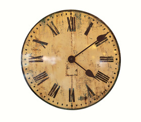 Old Clock Isolated on white background, Vintage clock