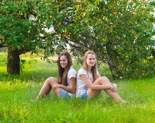 Two teen girls in the park