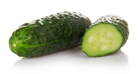 Whole and slice green cucumber