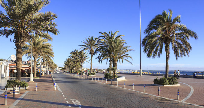 Promenade on the beach in Agadir, Morocco