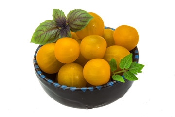 Yellow bright cherry tomato