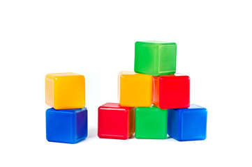 Plastic children's colored cubes