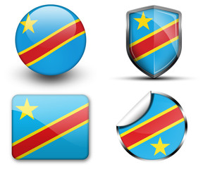 Congo flag button sticker and badge