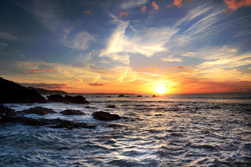Sunrise at Millendreath Cornwall Uk