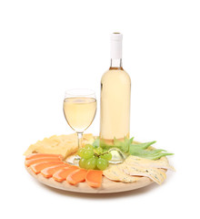 Wine and cheese composition.