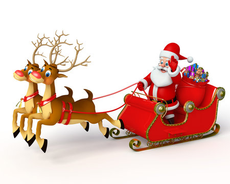 Santa claus with his sleigh