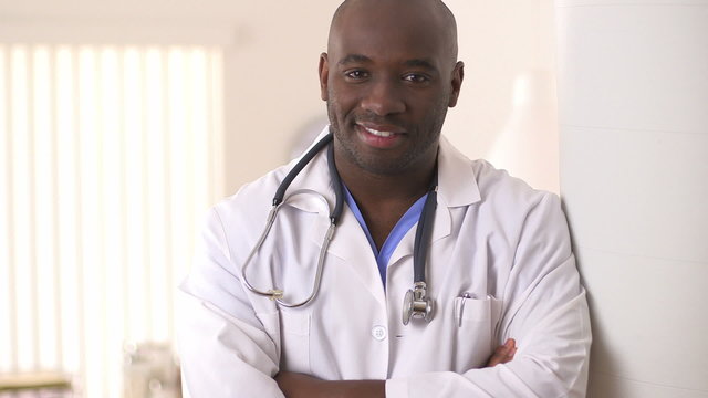 Close up of African American Doctor in hospital