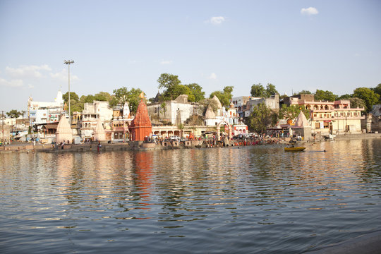 Temples at Shipra Ghat, Shipra River, Ujjain, Madhya Pradesh, India