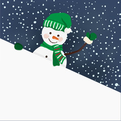 Snowman holding for a banner in vector