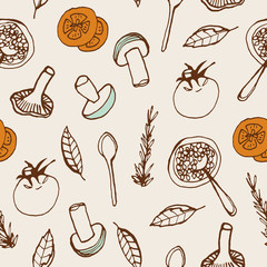 Food background. Hand drawn seamless pattern