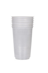 Close-up of disposable plastic cups