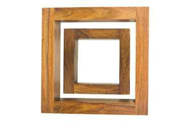 Close-up of two empty wooden frames