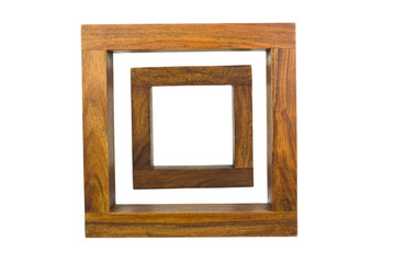 Close-up of two empty wooden frames