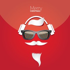 Vector Hipster santa poster for party or greeting card.