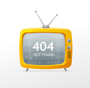 Tv retro cartoon style 404 error concept
