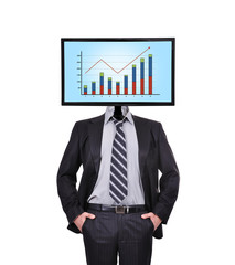 monitor with chart for a head
