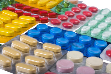 Close-up of medicines in blister packs