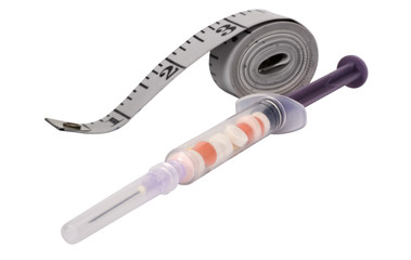 Medical injection with a tape measure