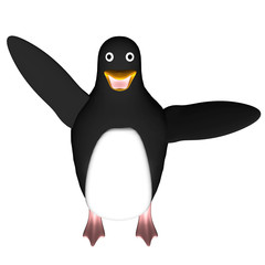 Acclaiming penguin on white background