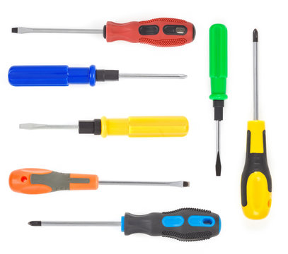 screwdrivers tools on white