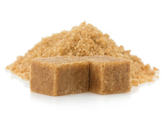 brown sugar cubes on white