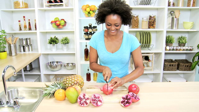 African American Girl Organic Fruit Healthy Living