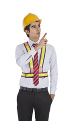 Male architect pointing