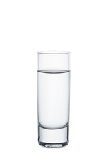 A full elegant vodka glass on white background