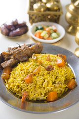Uzbek national dish plov on plate