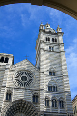 the romanic Cathedral of Genoa, Italy