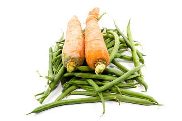 Frische Grüne Bohnen mit Karotten